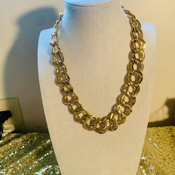 Jewelry - Vintage Flat Double Link Gold Chain Necklace